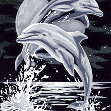 Схема вышивки «Дельфины при луне»