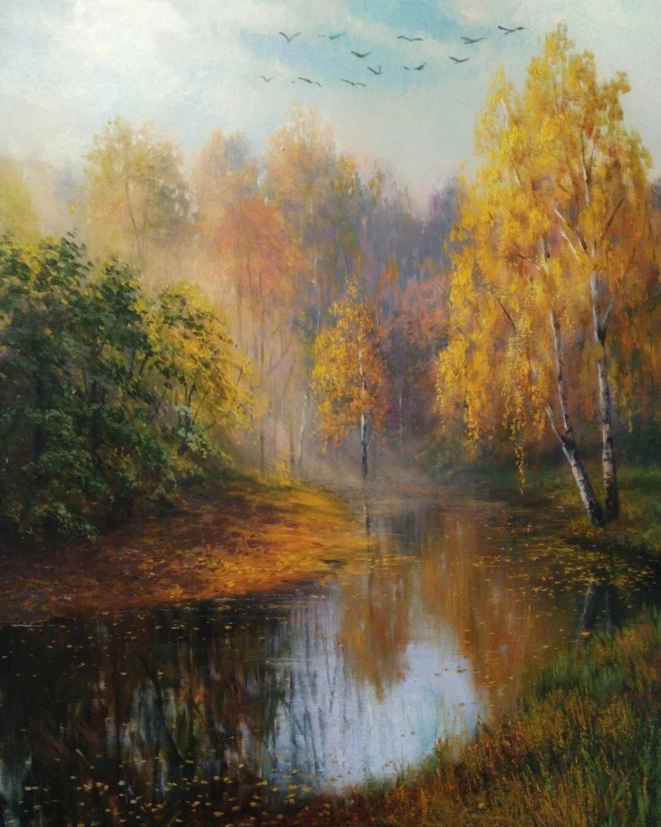 Осенний туман - озеро, лес, туман - оригинал