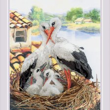 Схема вышивки «Семья аистов 3»