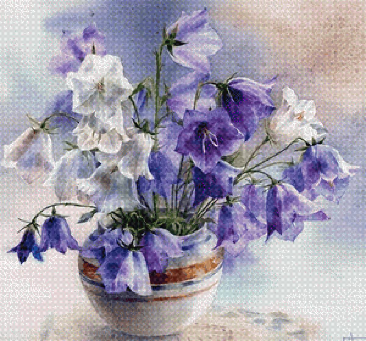 Букет колокольчиков - колокольчики, букет, ваза, цветы - предпросмотр