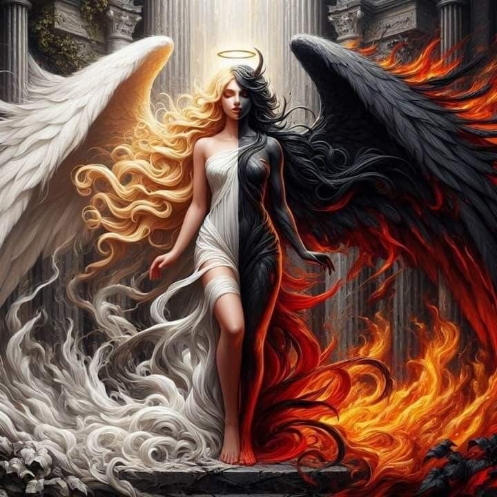 Ангел и демон - ангел, демон, девушка - оригинал