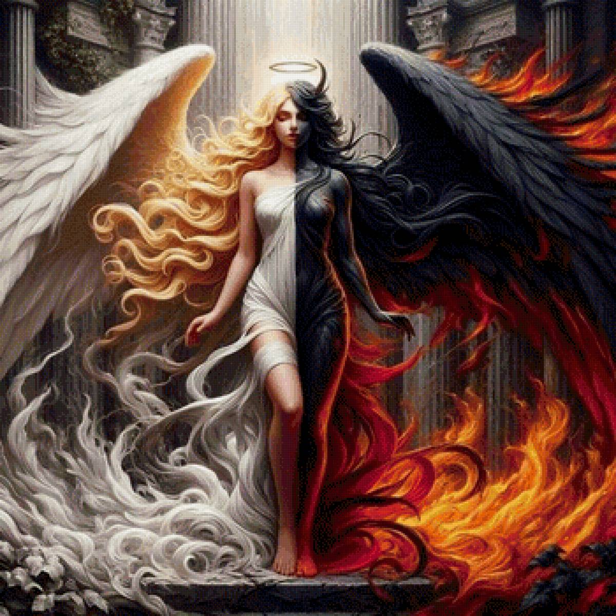 Ангел и демон - ангел, девушка, демон - предпросмотр