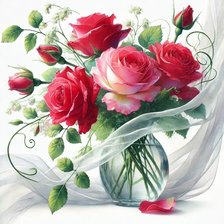 Схема вышивки «Букет роз»