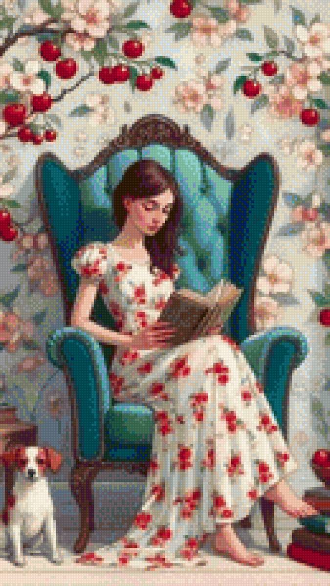 Chica leyendo con su perro - предпросмотр