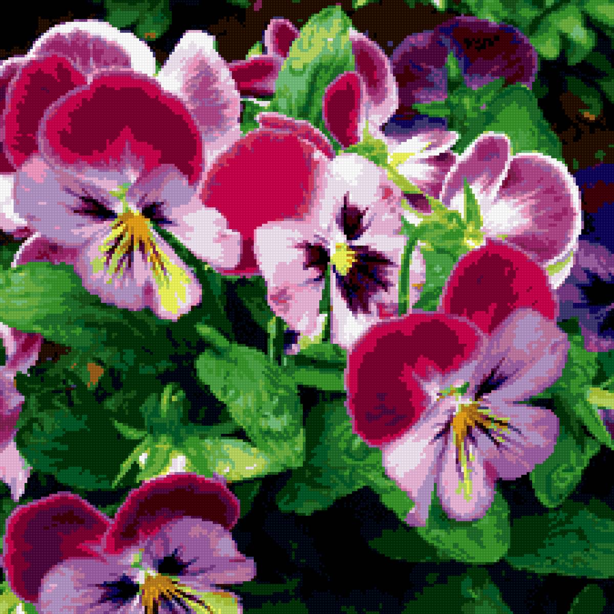 Виолы на подушку - анютины_глазки, цветы, подушка, виолы - предпросмотр