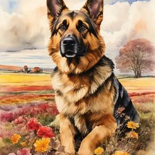 Схема вышивки «Немецкая овчарка»