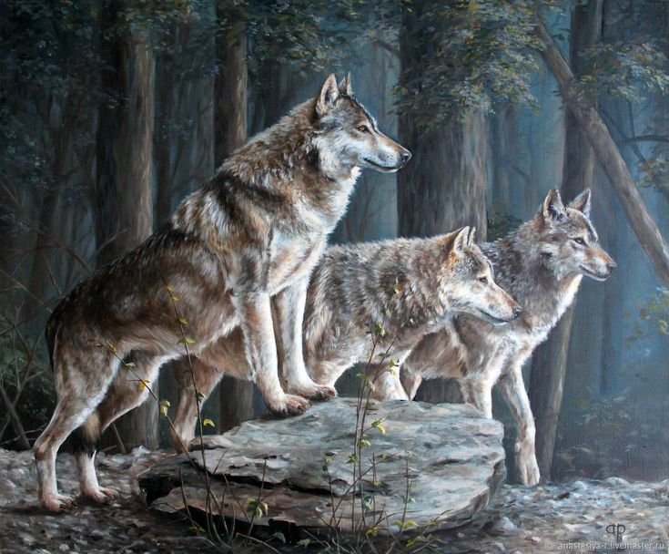 Волки - художники - оригинал