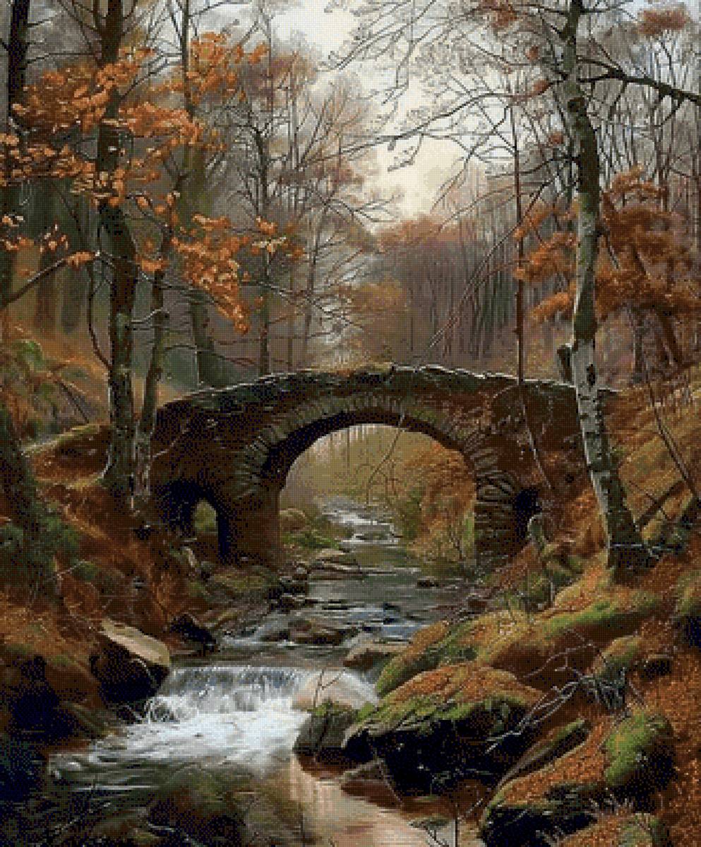 Мостик - пейзаж, мост, осень, природа, река, ручей - предпросмотр