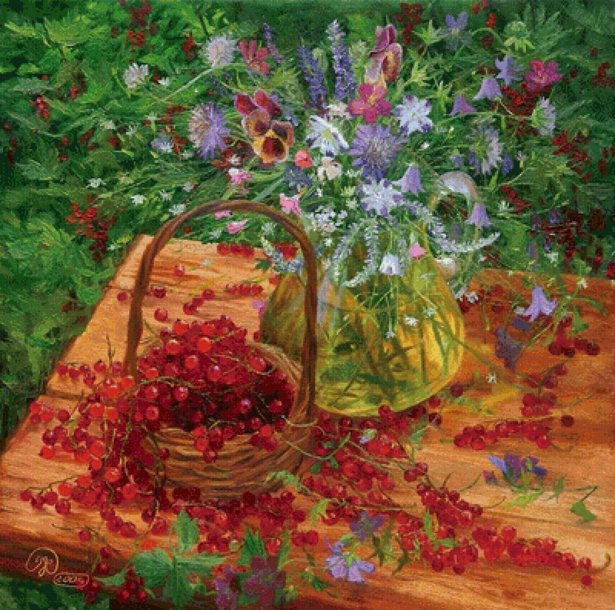 Картина_смородина - натюрморт, смородина, деревня, картина - предпросмотр