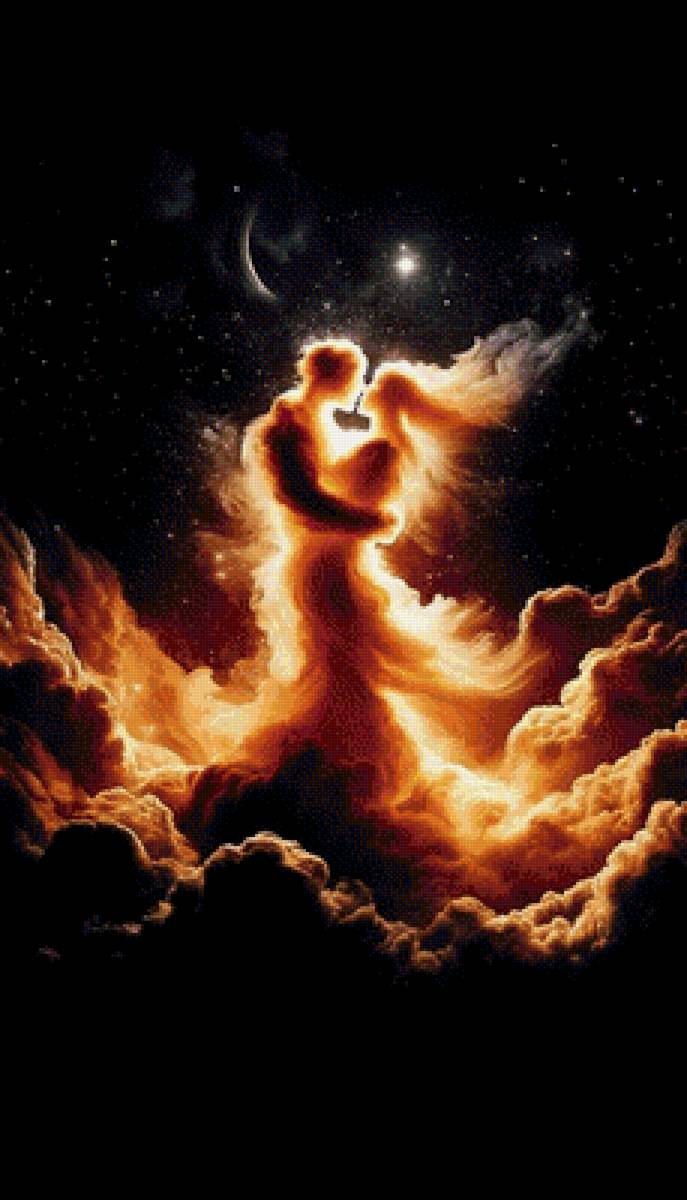 Небесные влюбленные - любовь, любовники, небо, облака - предпросмотр