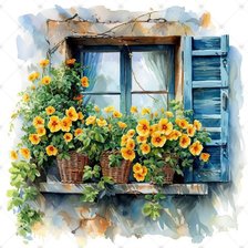 Схема вышивки «Окно с цветами»