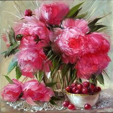 Схема вышивки «Пионы»