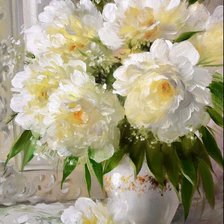 Схема вышивки «Пионы белые»