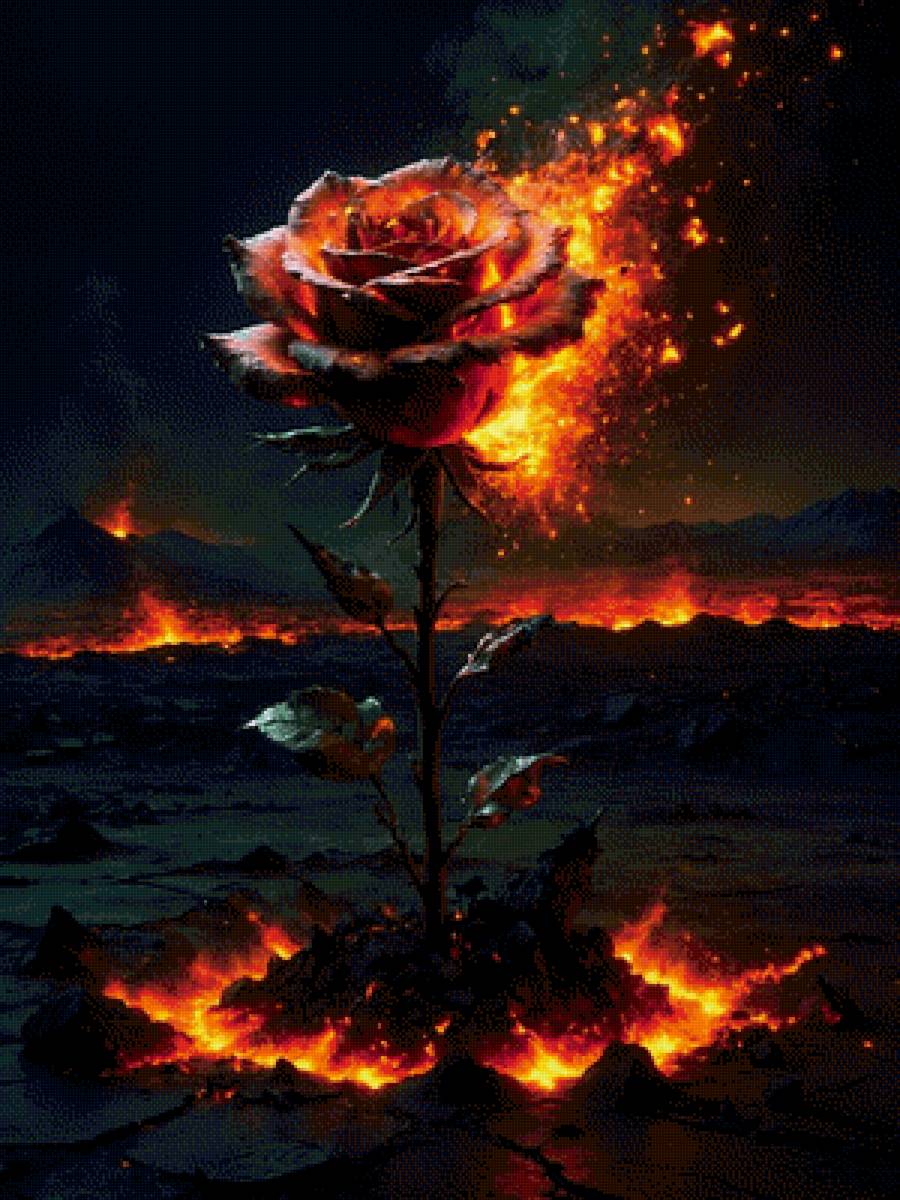 Огненная роза - роза, огонь - предпросмотр