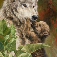 Схема вышивки «Мама-волчица»