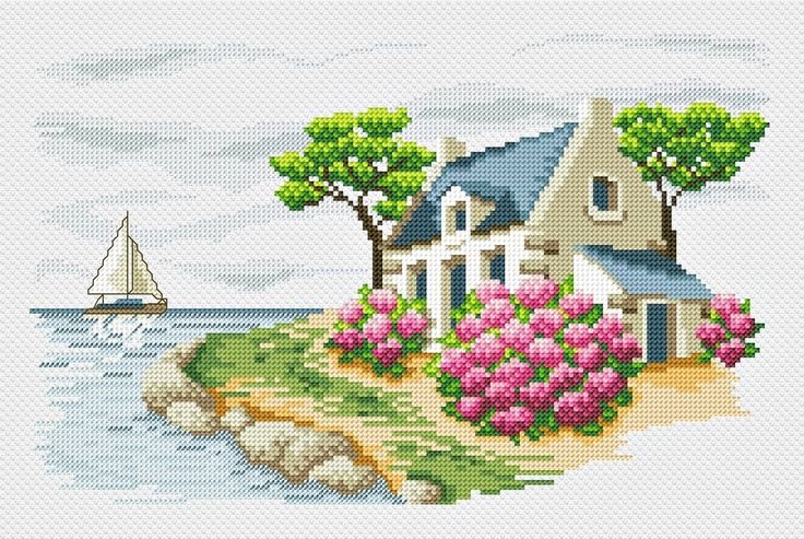 дом и парусник - дом, парусник - оригинал