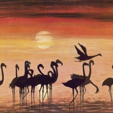 Схема вышивки «фламинго»