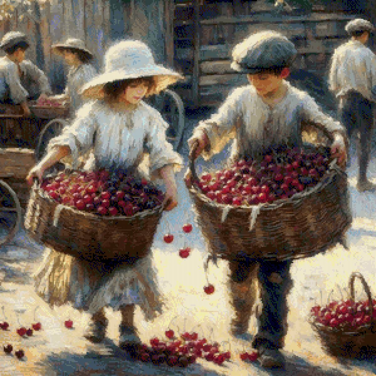 children with grapes - предпросмотр