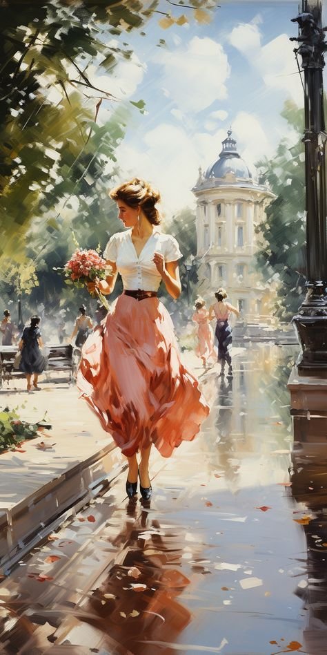 Девушка с букетом - художники - оригинал