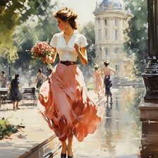 Схема вышивки «Девушка с букетом»