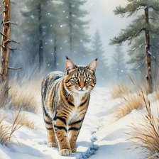 Схема вышивки «Дикий лесной кот»