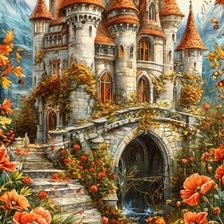 Схема вышивки «осенний замок»