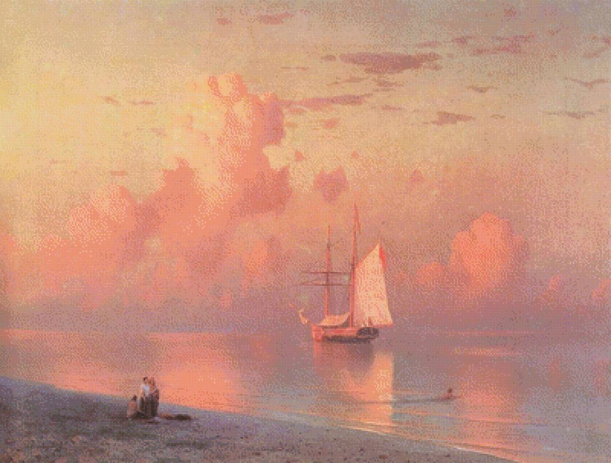 Айвазовский_закат - море, пейзаж, картина, парус - предпросмотр