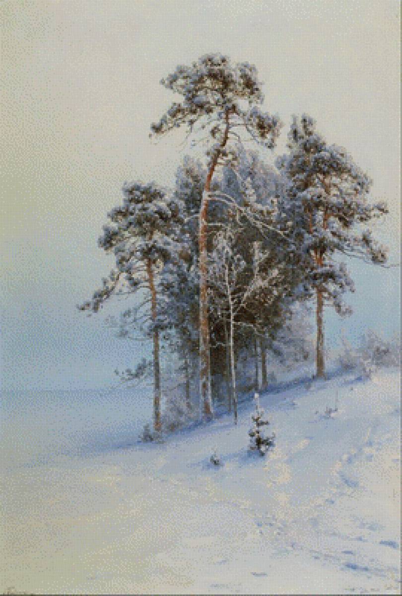 Писемский_Зима. Сосны - зима, пейзаж, сосны, картина - предпросмотр
