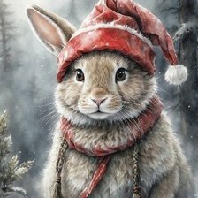 Схема вышивки «Зайчик в шапке»