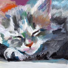 Схема вышивки «Котик. Гуашь»