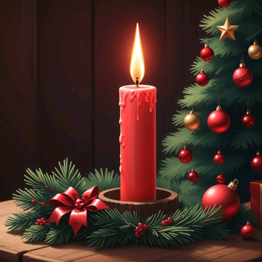 Новый год - праздник, свеча, елка, новый год - оригинал