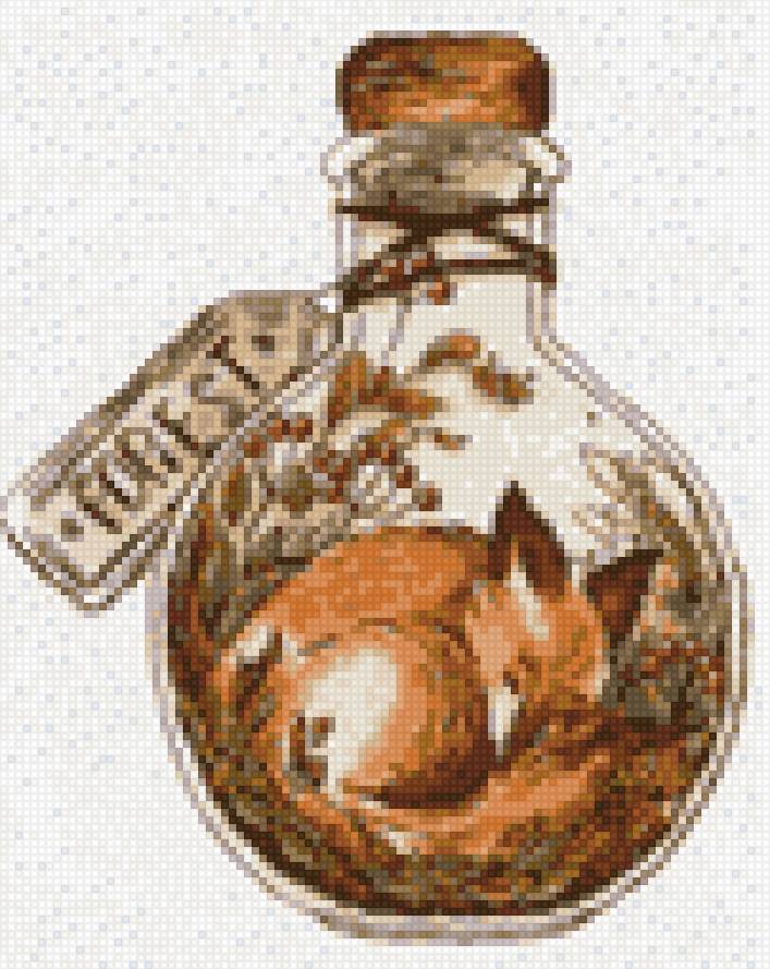 Лис в колбе - колба, лиса, бутылка, осень, лис, осенняя, лисенок - предпросмотр