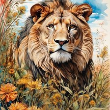 Схема вышивки «лев»