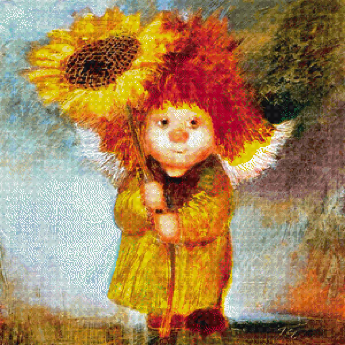 ангел с подсолнухом - ангел - предпросмотр