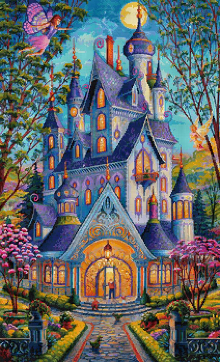 весенний замок - феи, замок, фэнтези - предпросмотр