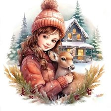 Схема вышивки «Девочка и Зима»