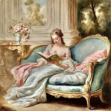 Схема вышивки «A lady reads a book»