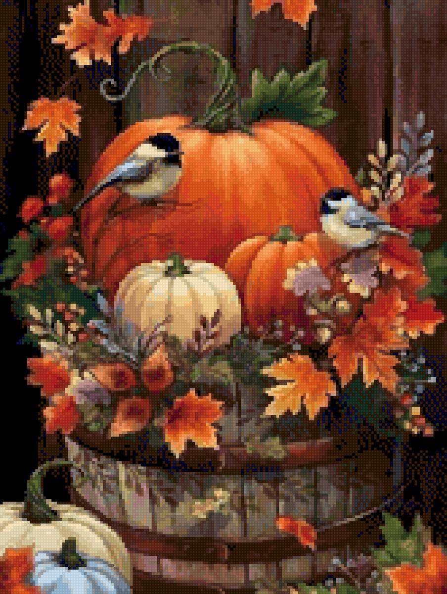 Тыквенный натюрморт - осень, овощи - предпросмотр