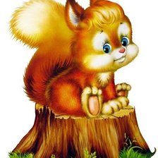 Белочка на пенечке