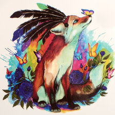 Схема вышивки «Лис с бабочкой»