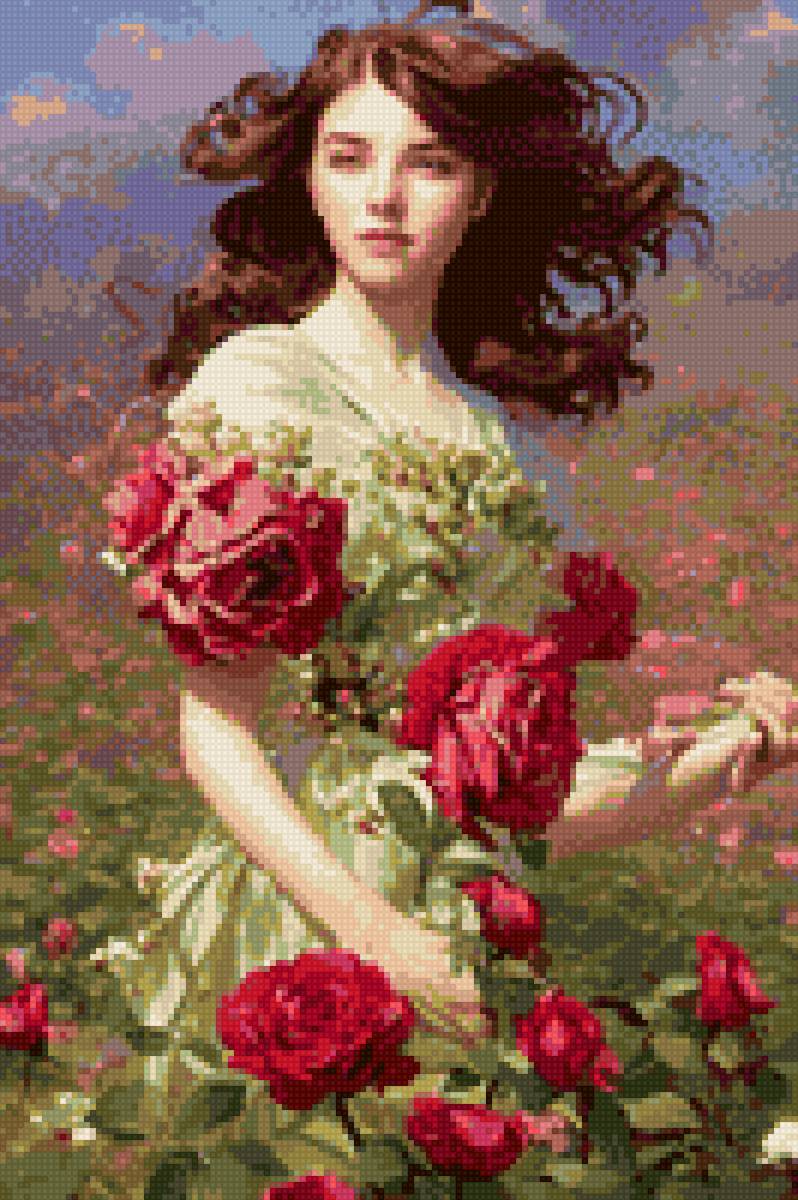 розы - девушка, розы - предпросмотр