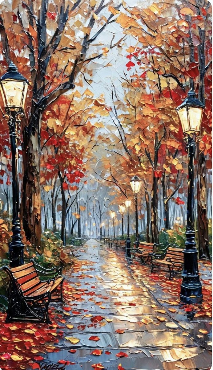 Осенняя аллея - скамейка, осень, пейзаж, аллея, деревья - оригинал