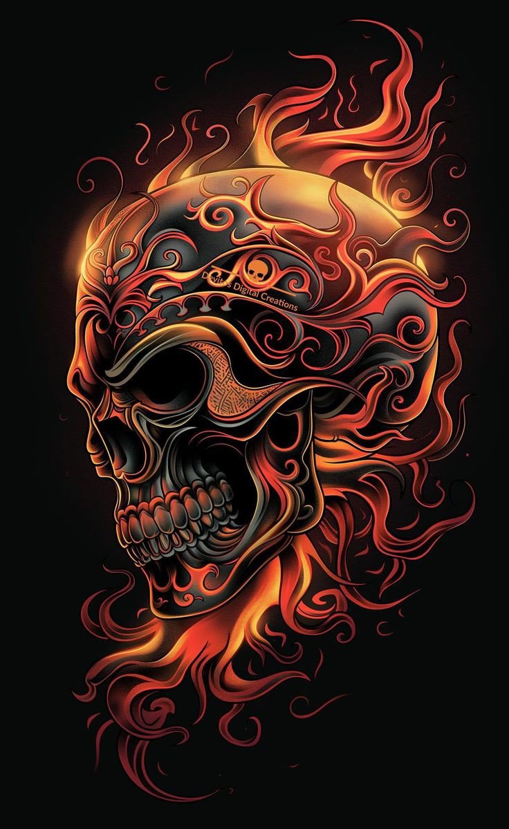 Череп - огонь - оригинал