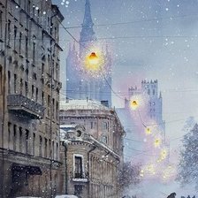 Схема вышивки «игорь дубовой. идет первый снег.»