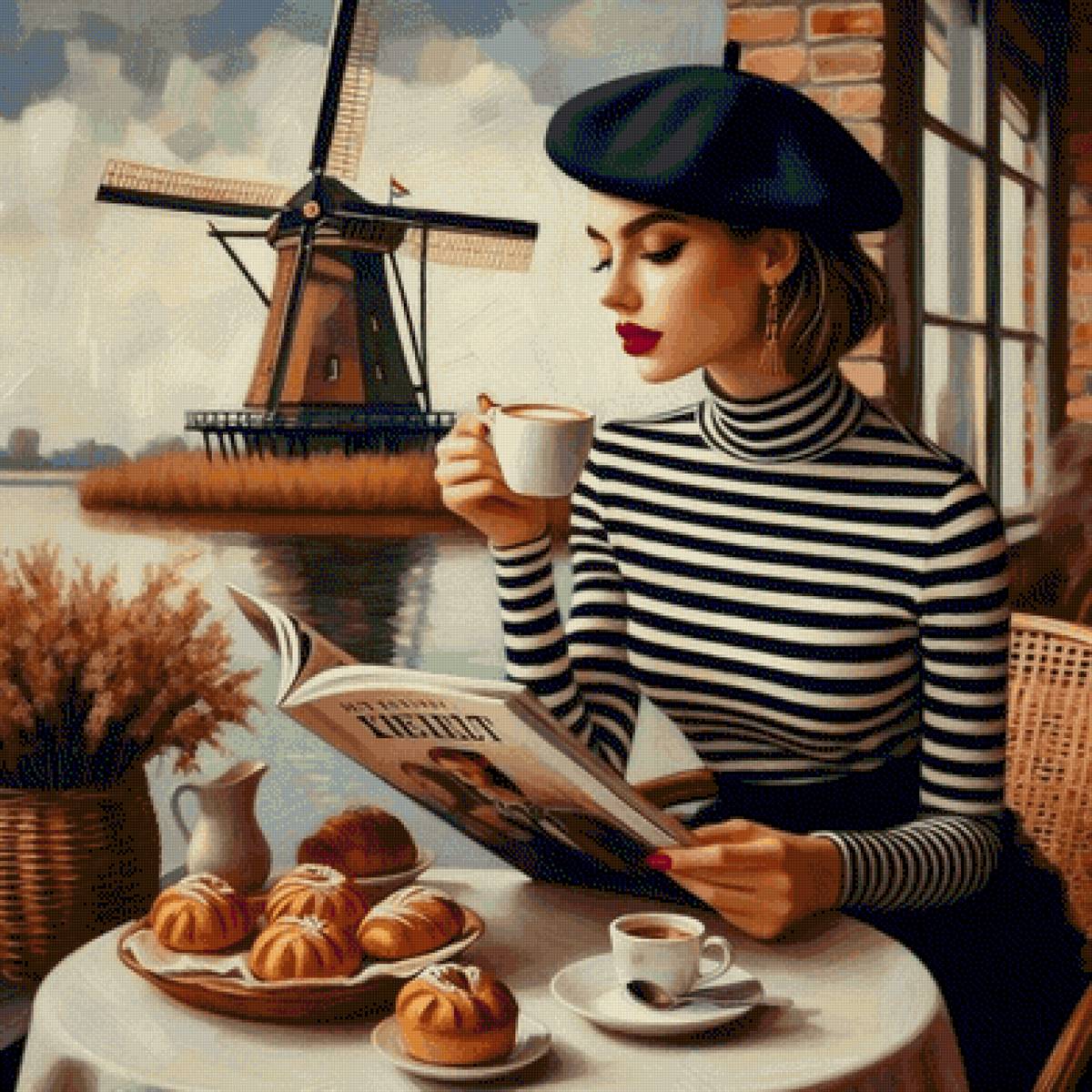 coffee break - завтрак, осень, девушка, париж, листья - предпросмотр