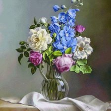 Схема вышивки «Букет в графине»