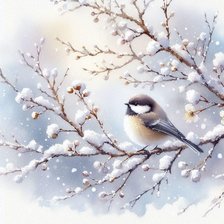 Схема вышивки «Птица на ветке»