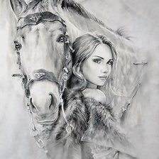 Схема вышивки «лошадь и девушка»