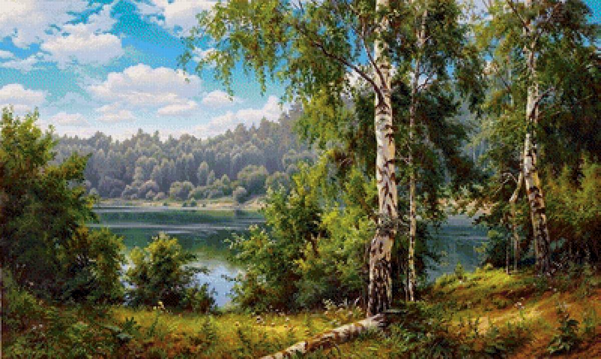 Природа - озеро., лес - предпросмотр