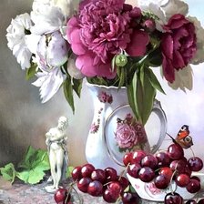 Схема вышивки «Темные пионы»